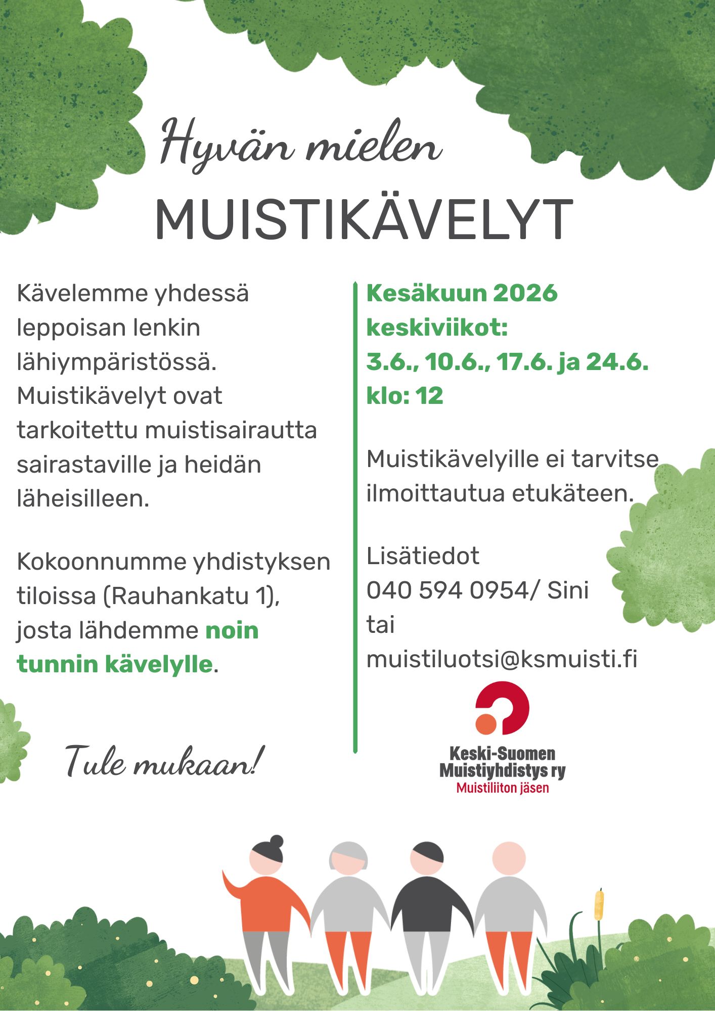 Hyvän mielen muistikävelyryhmä Jyväskylässä
