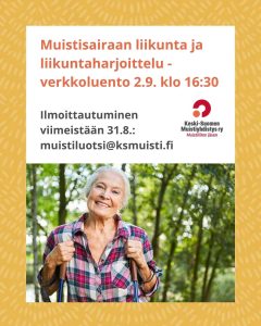 Muistisairaan liikunta ja liikuntaharjoittelu -etäluento 2.9.2026
