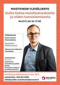 Kuva luennoitsija apulaisprofessori Eino Soljesta, Itä-Suomen yliopisto ja KYS Neurokeskus.